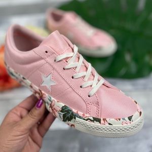 Converse pink floral all star shoes sneakers